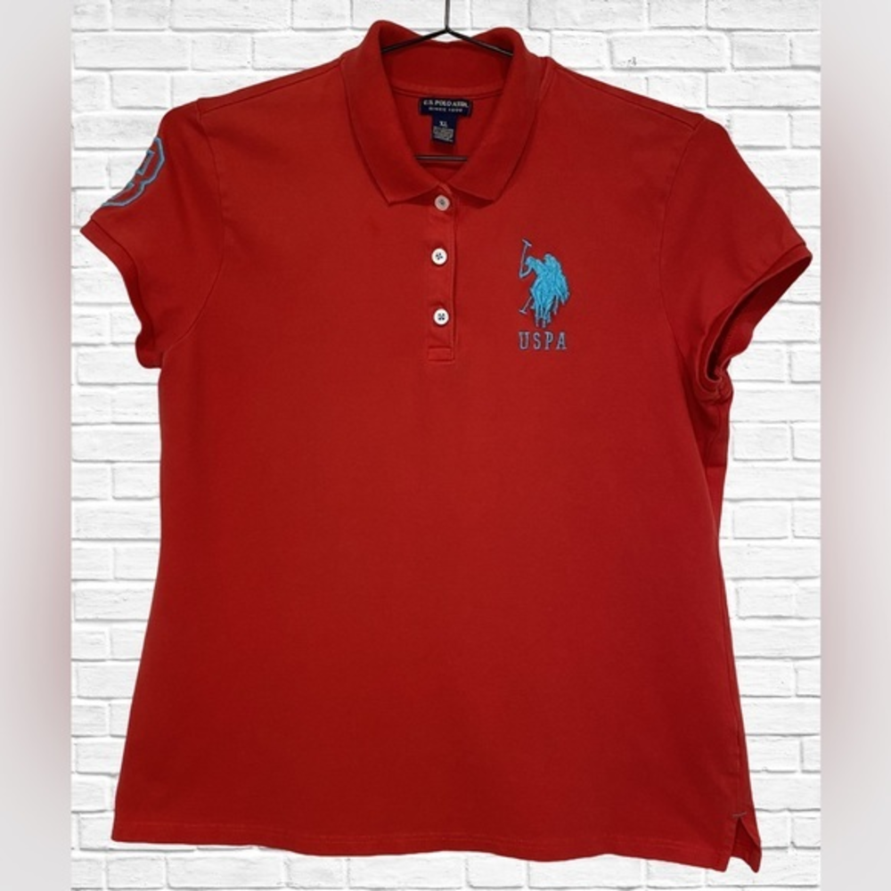 US Polo Assn. Slim Fit Shirt Embroidered Big Pony Jersey Red Size XL